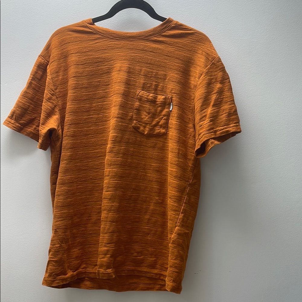 Rhythm Orange Short Sleeve Tee with Textured Stripes - Men